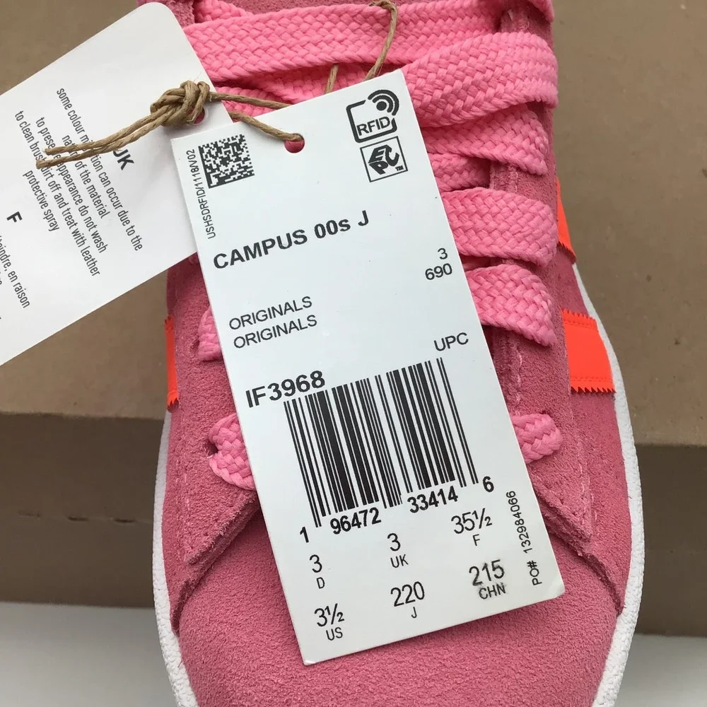 Adidas Campus 00s J Pink & Orange Suede Sneakers Kids Size 3.5 Shoes IF3968‎ New